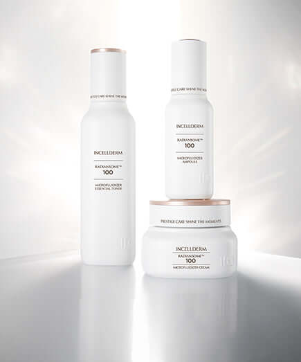 Riman ICD Radiansome 100 Advanced Ritual Set showcasing two serums and a cream for optimal skincare hydration and radiance.