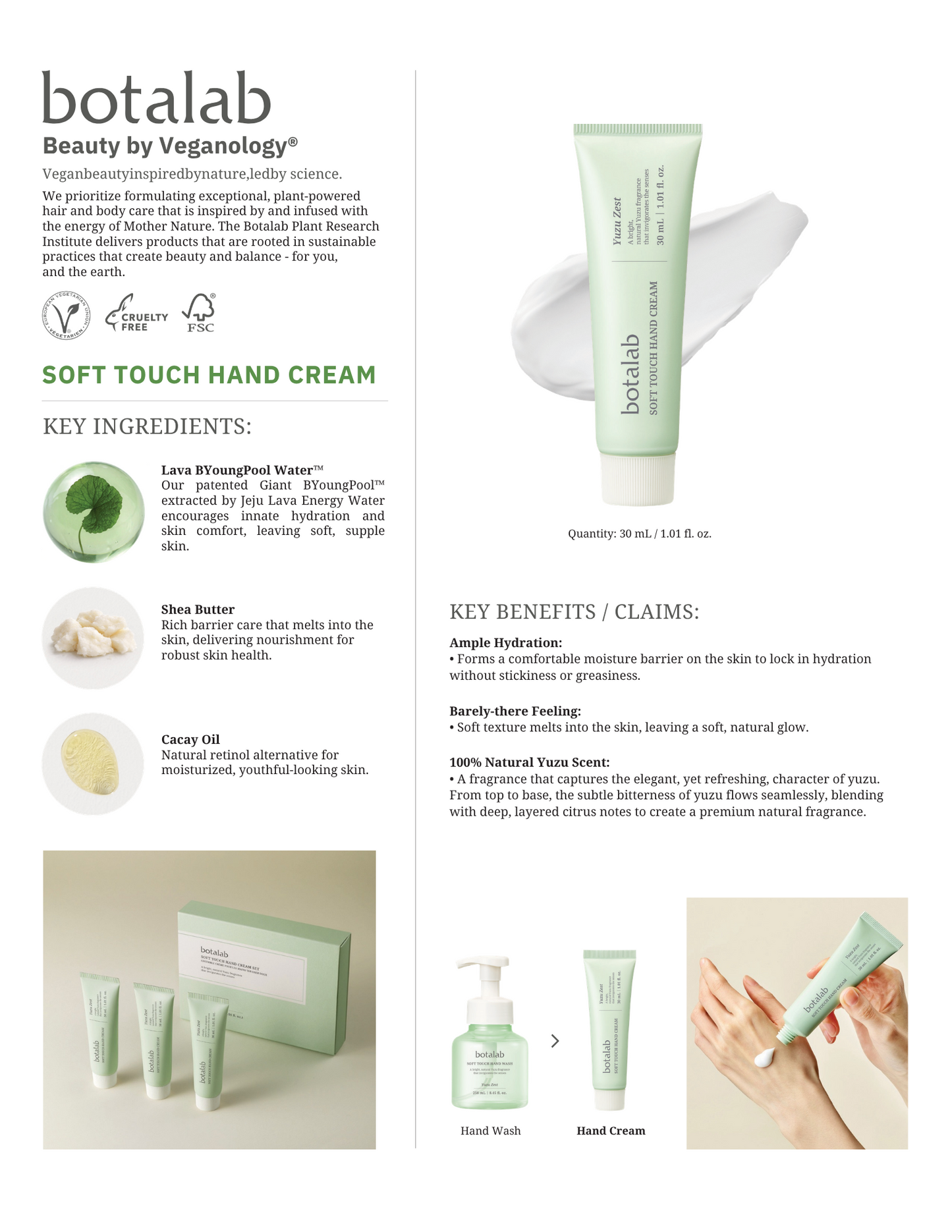 Botalab Soft Touch Hand Cream Yujuzest