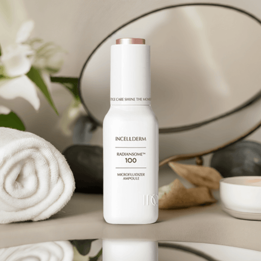 Riman Incellderm Radiansome 100 Microfluidizer Ampoule for hydration and anti-aging benefits.