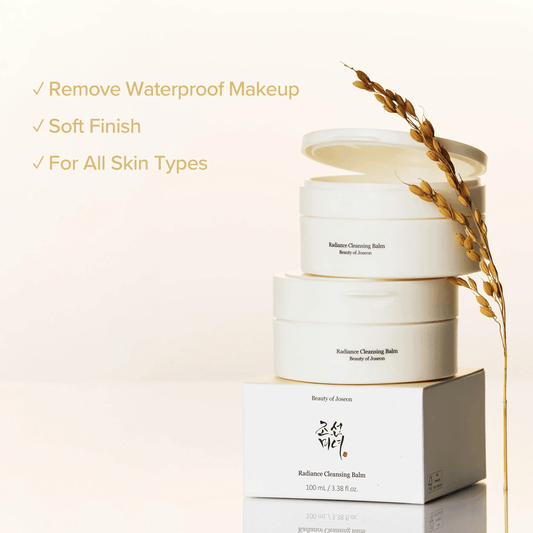 Beauty of Joseon Radiance Cleansing Balm in elegant packaging for removing waterproof makeup, suitable for all skin types.