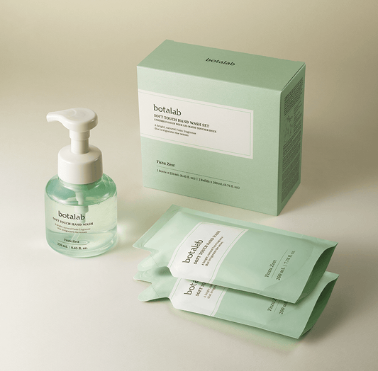 Botalab Soft Touch Handwash set with Yuzu Zest, gentle foaming hand wash and refills for skincare lovers.