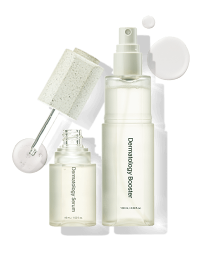 Riman ICD Essential Morning Routine Set featuring serum and hydrating booster for luminous skin.