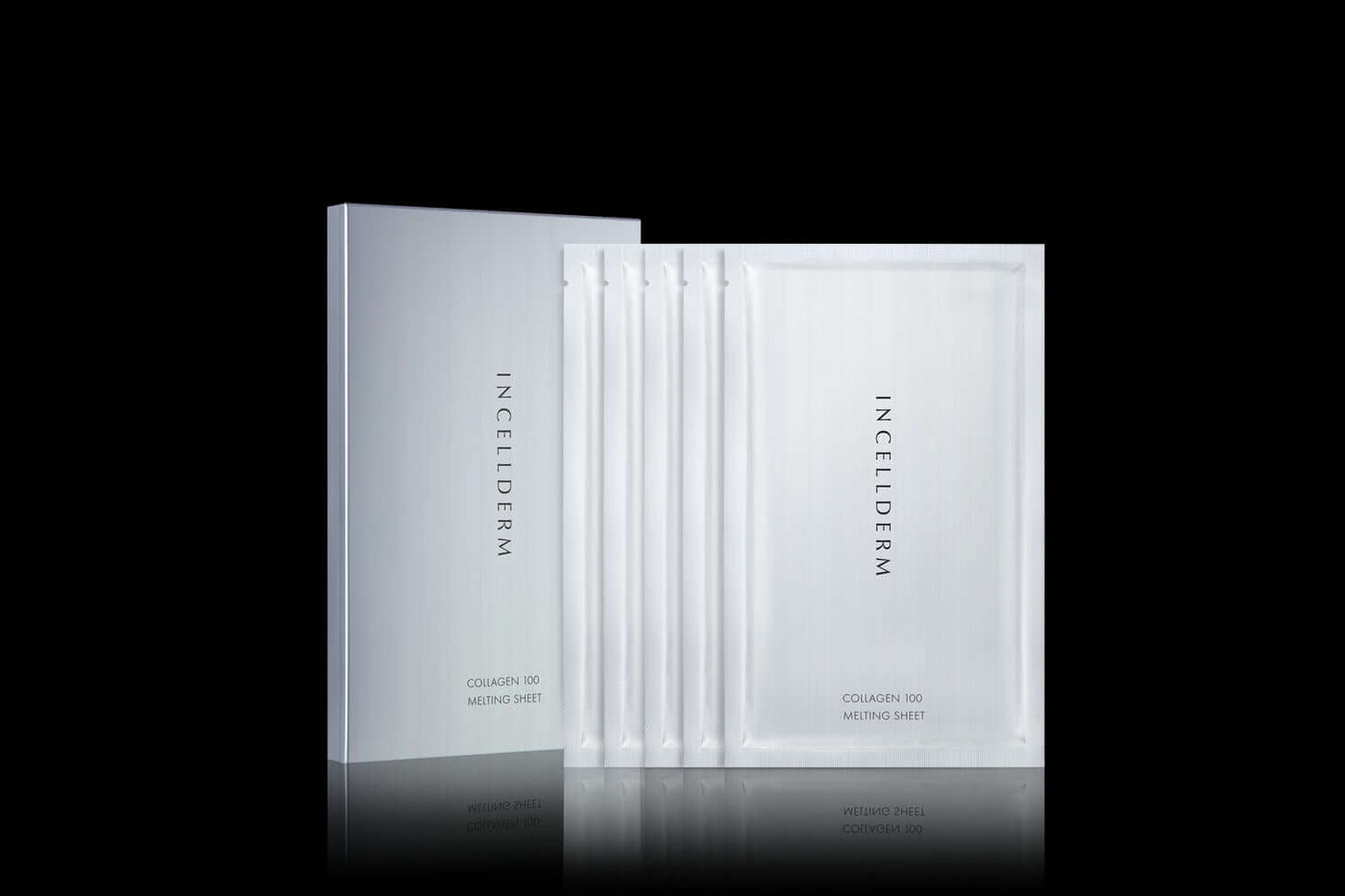 Riman ICD Collagen 100 Melting Sheet Mask packaging showcasing multiple collagen masks for luminous and firm skin.