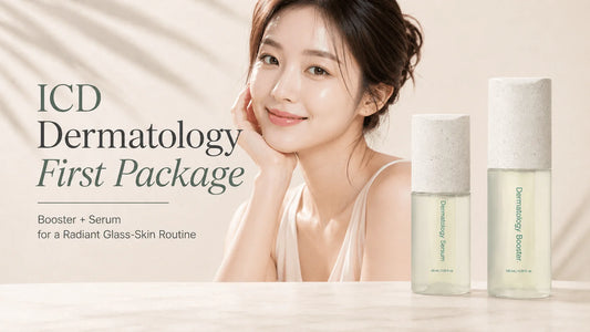 ICD Dermatology First Package: The Booster-and-Serum Duo Behind Every Glass-Skin Routine with skincare products.