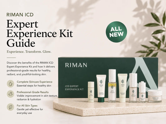 RIMAN ICD Expert Ritual Experience Kit: The Smartest First Step Into Incellderm Skincare products displayed on a countertop.