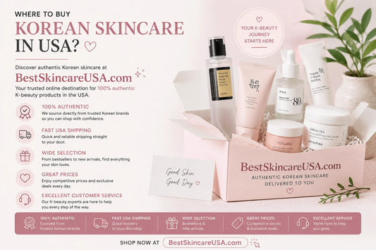 Where to Buy Korean Skincare in the USA? Authentic K-beauty products and brands showcased in a beautiful pink package.