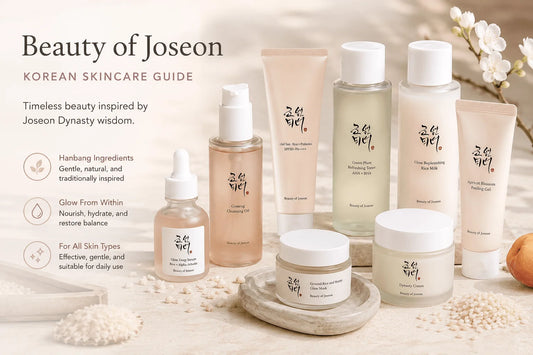 Beauty of Joseon Korean Skincare Guide: Hanbang Heritage, Modern Glow (2026) showcasing various Korean face products.