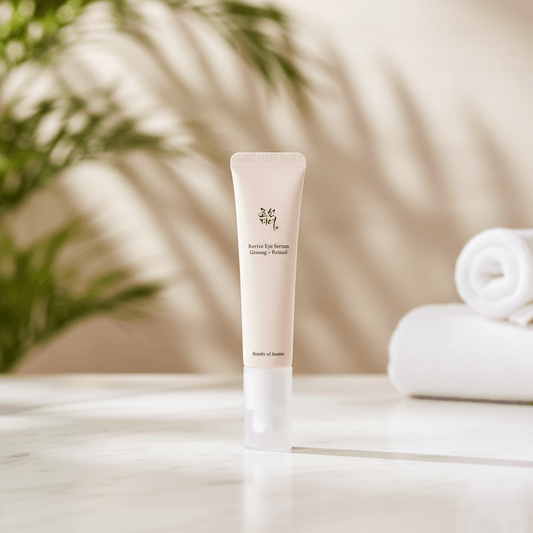 Beauty of Joseon Revive Eye Serum Ginseng Retinal in a sleek tube packaging for brightening and hydrating under eyes.