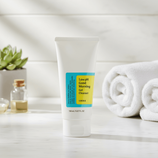 CosRX Low pH Good Morning Gel Cleanser tube on a white background