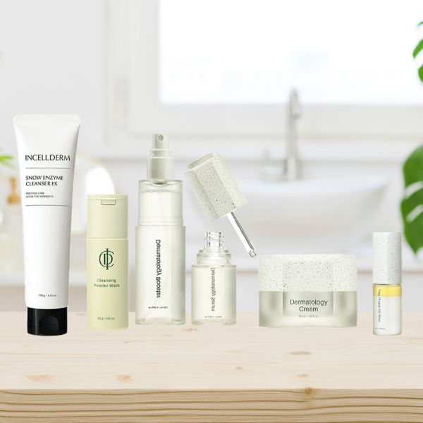 Riman ICD Essential Set includes cleansers and creams for radiant, hydrated skin with wrinkle improvement benefits.