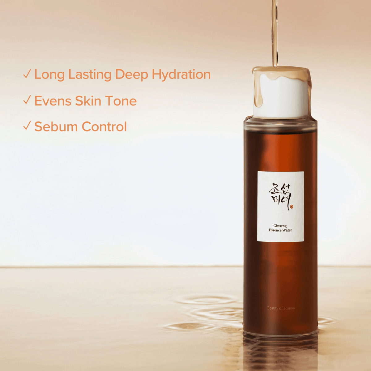 Beauty of Joseon Ginseng Essence Water in a bottle, promoting Korean skincare with hydration and even skin tone