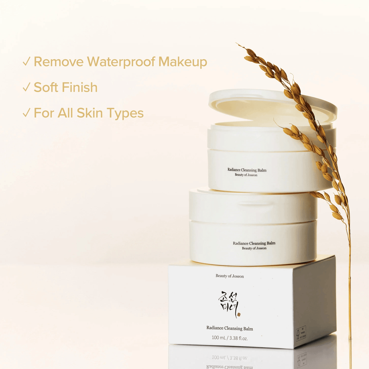 Beauty of Joseon Radiance Cleansing Balm in elegant packaging for removing waterproof makeup, suitable for all skin types.