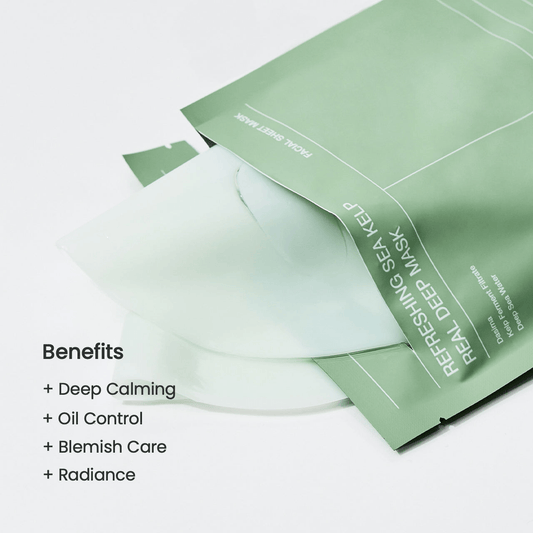Biodance Refreshing Sea Kelp Real Deep Mask | Korean Face Mask with benefits of deep calming, oil control, blemish care, and radiance.