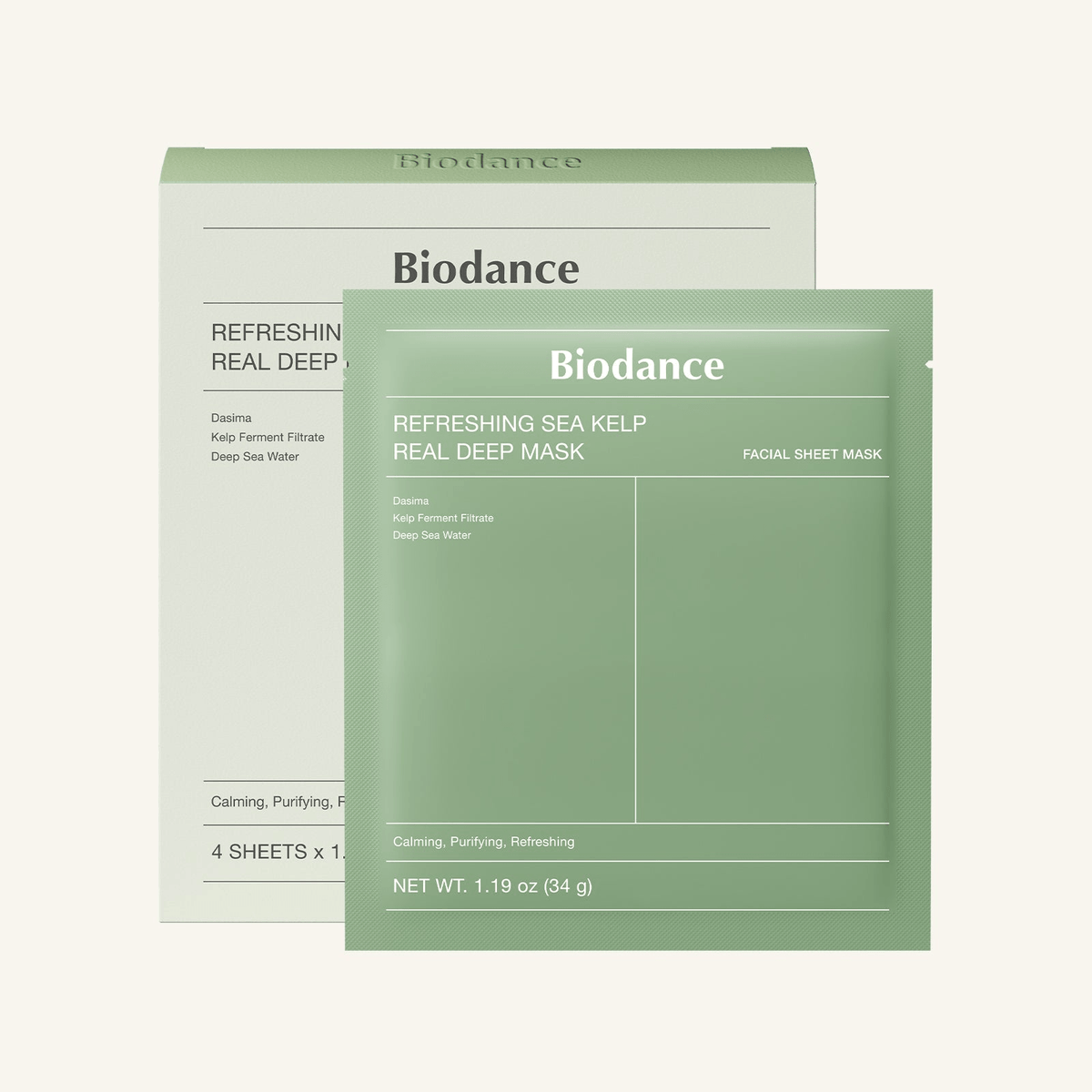 Biodance Refreshing Sea Kelp Real Deep Mask | Korean Face Mask packaging with soothing properties for healthy skin.
