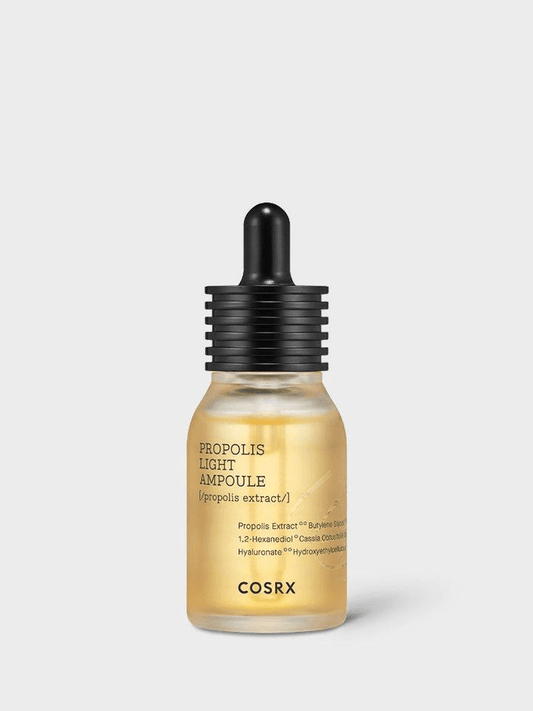 COSRX Full Fit Propolis Light Ampoule | Korean Face Ampoule in a glass dropper bottle for glowing skin.