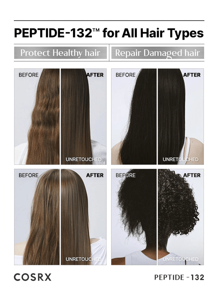 COSRX PEPTIDE-132 Ultra Perfect Hair Bonding Oil Serum | Korean Hair Care before and after results for all hair types