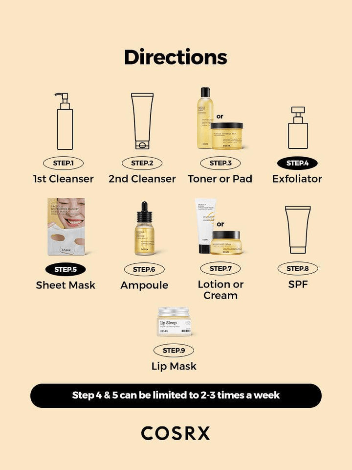 Directions for using COSRX Full Fit Propolis Light Ampoule | Korean Face Ampoule in a skincare routine.