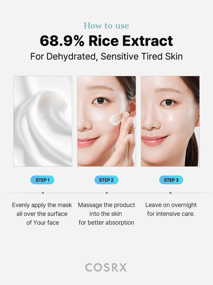 How to use COSRX Ultimate Nourishing Rice Overnight Spa Mask | Korean Face Mask for deep hydration and nourishment.
