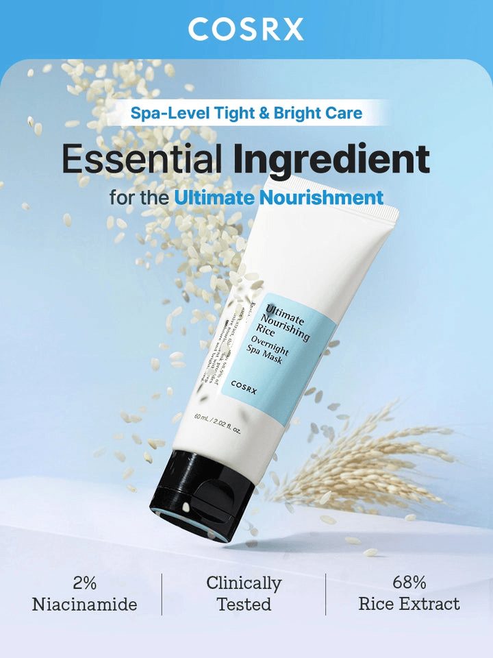 COSRX Ultimate Nourishing Rice Overnight Spa Mask | Korean Face Mask with 68% Rice Extract and 2% Niacinamide.