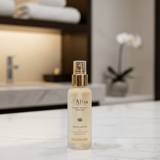 d'Alba White Truffle First Spray Serum in a sleek bottle, designed for hydrated and radiant skin.