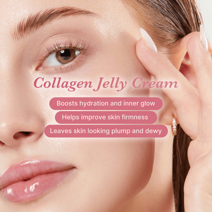 Medicube Collagen Niacinamide Jelly Cream | Korean Moisturizer showing benefits like hydration and firmness.