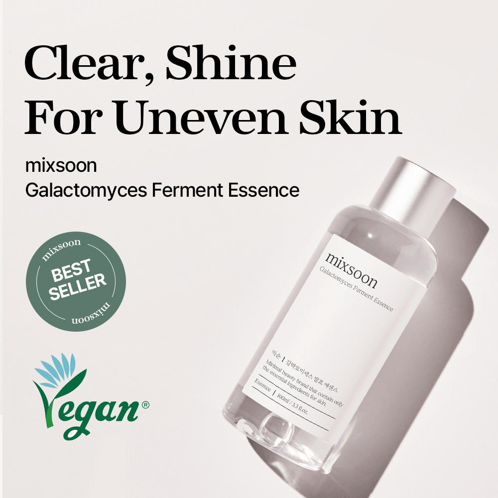 mixsoon Galactomyces Essence in a sleek bottle for clear and radiant skin. Best seller for uneven skin treatment.