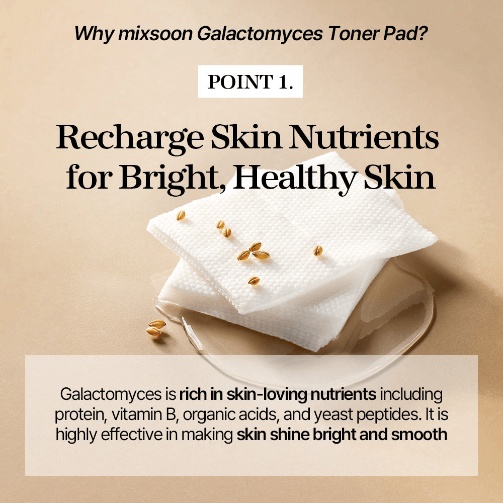 mixsoon Galactomyces Toner Pad with toner pads and skin nutrients for bright and healthy skin