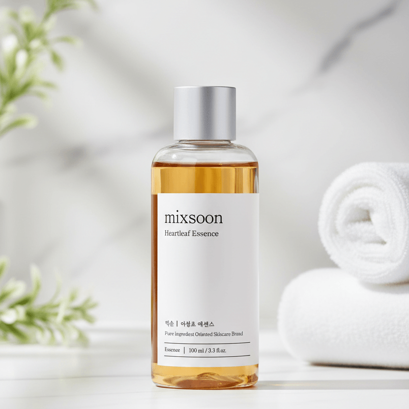 mixsoon Heartleaf Essence bottle for skincare with a clean design and lightweight formula.
