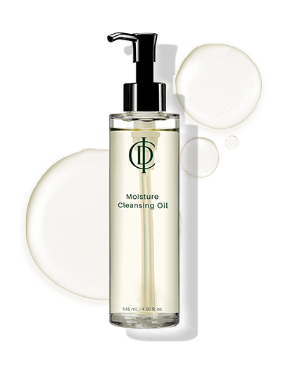 Riman ICD Moisture Cleansing Oil in a sleek bottle with fluid texture for deep cleansing and hydration.