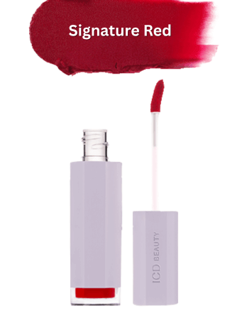 Riman ICD Makeup Butter Lip Tint Velvet Matte in Signature Red packaging and applicator.
