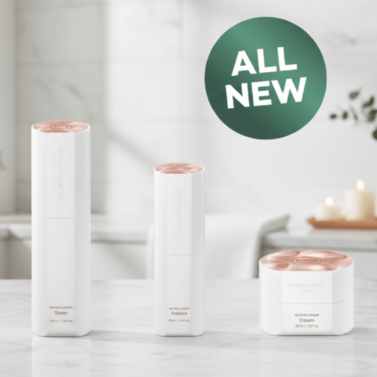 Riman ICD Radiansome 100 Advanced Ritual Set featuring toner, essence, and cream with a modern design.