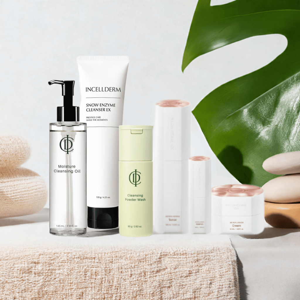 Riman ICD Radiansome 100 Advanced Ritual Set featuring Korean face products for cleansing and skincare.
