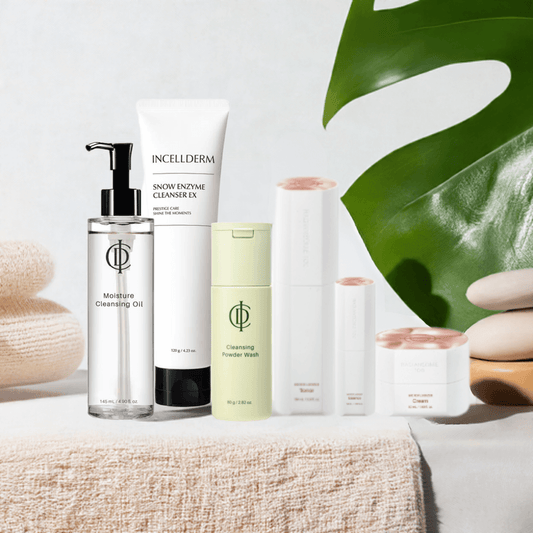 Riman ICD Radiansome 100 Advanced Ritual Set featuring Korean face products for cleansing and skincare.