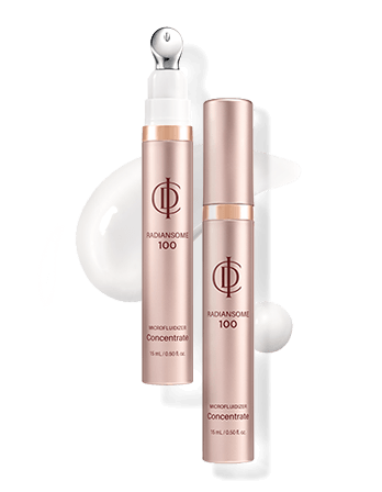 RIMAN ICD Radiansome 100 Microfluidizer Concentrate Korean skincare products bottle and applicator.