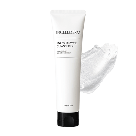 Riman Incellderm Snow Enzyme Cleanser EX with foaming texture for gentle and effective cleansing.